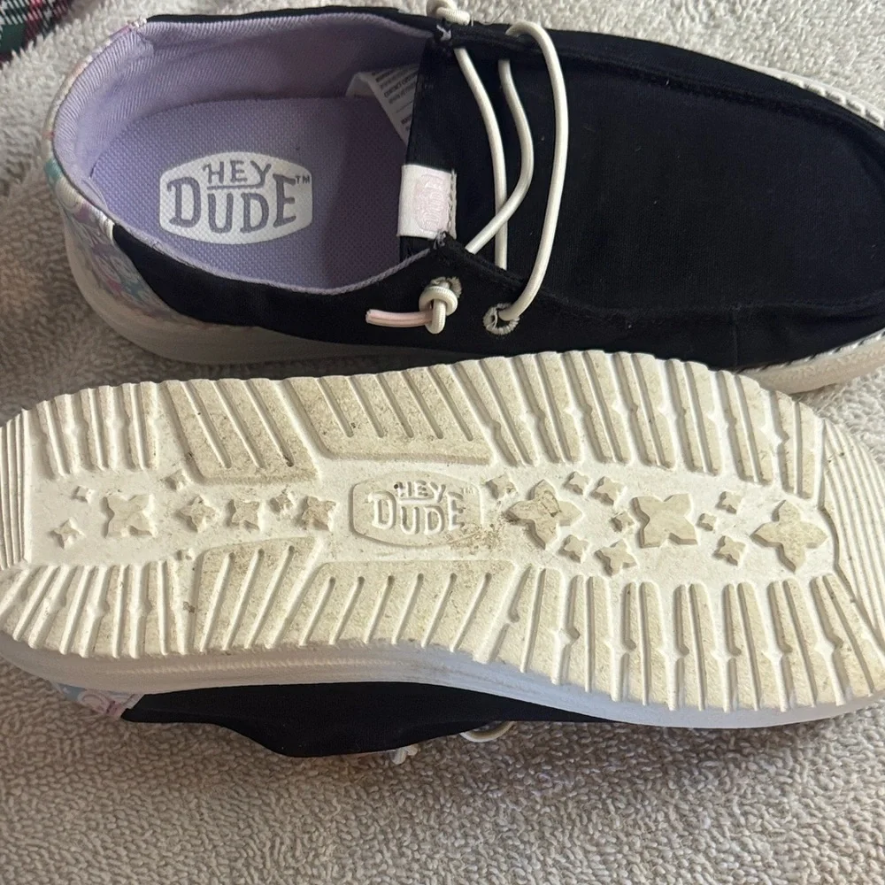 Hey Dude Black Shoes with White Accents - Picture 3 of 5